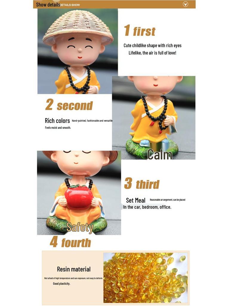 Creative Calm Monk Car Ornament: Cute Dashboard Decoration for Men and Women