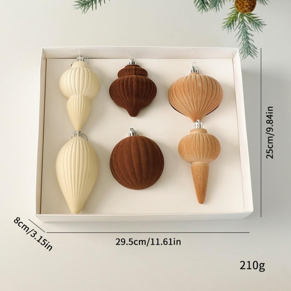 6Pcs/Set Shatterproof Christmas Tree Ornaments Velvet Christmas Decoration  Holiday Decor кофейный