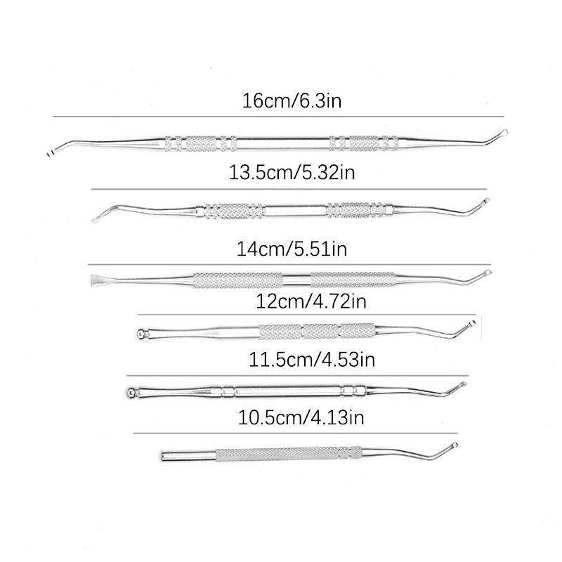 

Набор инструментов для коррекции вросшего ногтя, 6 шт., нержавеющая сталь, двусторонние пилки для ногтей, уход при паронихии, инструменты для чистки ног