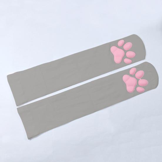 Cat Paw Thigh High Socks for Women 3D Toe Beans Cat Claw Pad Socks Elastic Knee-High Stockings with Silicone Grips Animal Cosplay Outfit