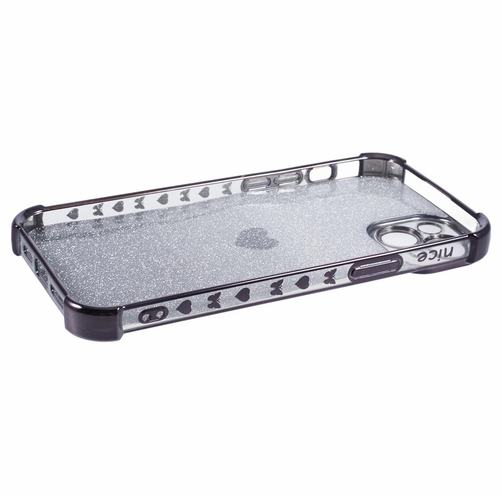 For iPhone 15 Plus Case Heart Pattern Glitter Anti-Drop TPU Phone Cover