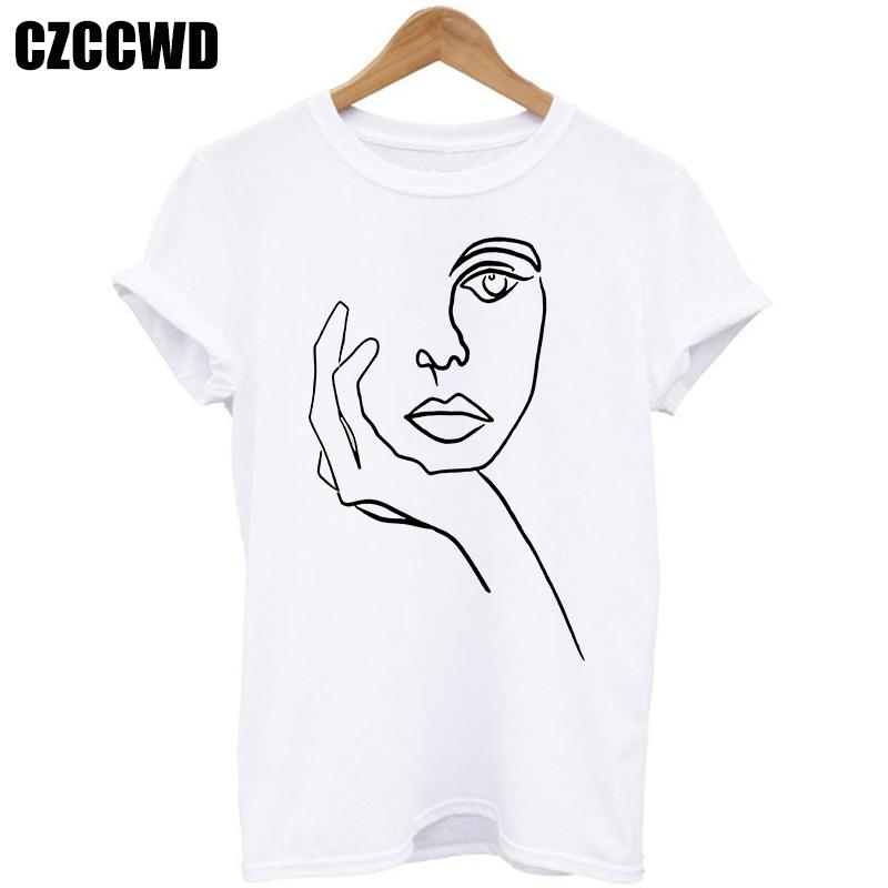 Flowers Face Abstract Simple Women Tshirt High Elasticity Casual Funny T Shirt Gift For Lady Yong Girl Top Tee Drop Ship Tshirt