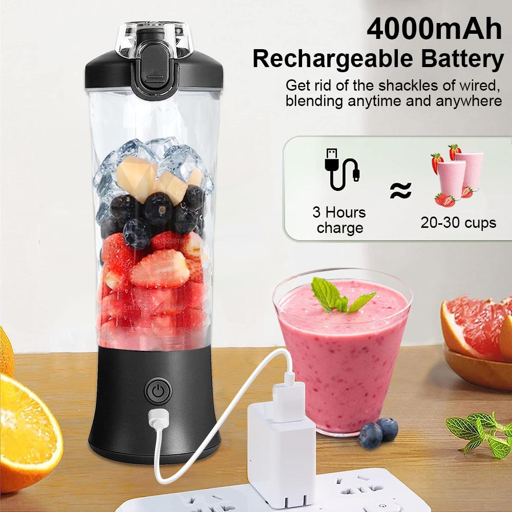 Přenosný mixér na smoothie 600ml mini elektrický odšťavňovač ovocné mixéry USB dobíjecí smoothie mixér na čerstvé šťávy přenosný