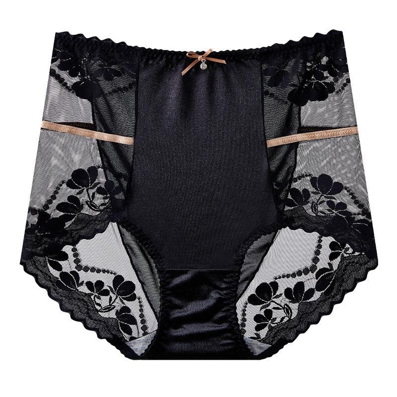 

Женское летнее тонкое сексуальное кружевное нижнее белье большого размера с высокой талией XL чёрный