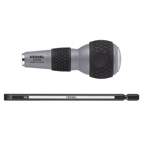 VESSEL Ball Grip Interchangeable Penetration Driver with 6 Bits, 230W-6