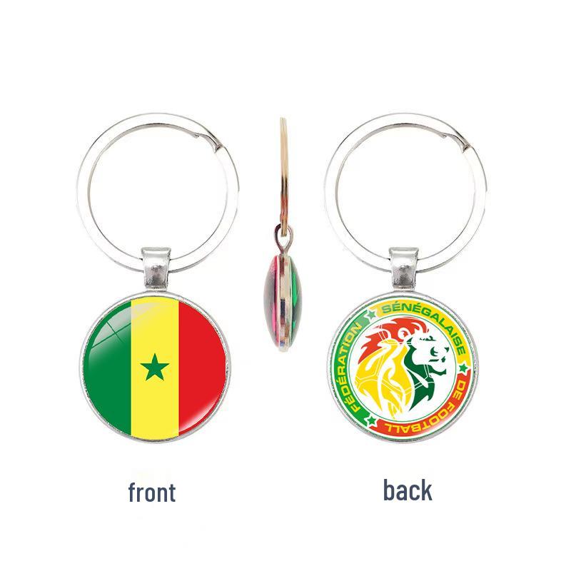 World Cup Top 32 National Flags & Team Emblems Double-sided Keychain