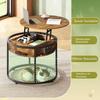 WLIVE Round Coffee Table with Lifting Plate, Living Room Table Height Adjustable with Storage Space, 60 x 60 x 50 cm, Coffee Table for Living Room