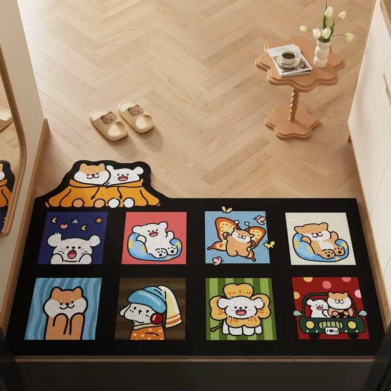 Cute Cartoon PVC Doormat: Non-slip, Dirt-resistant, Cuttable Foot Mat for Home Entrance