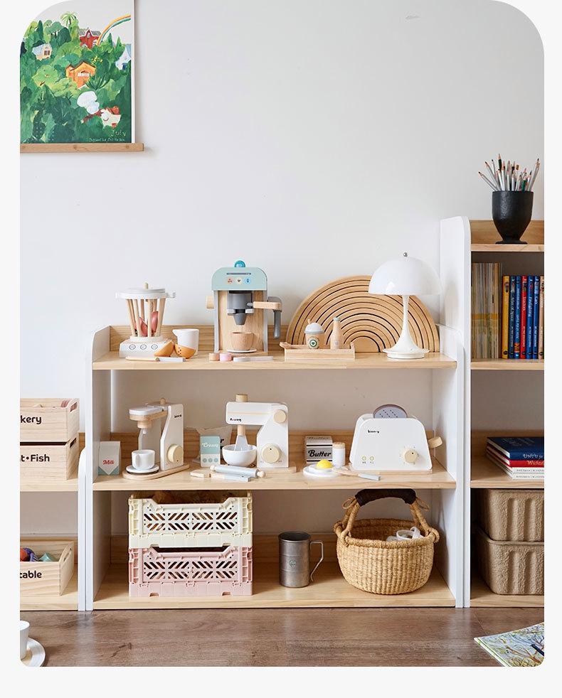 Korean Style Wooden Bookcase & Toy Storage Rack for Children's Room