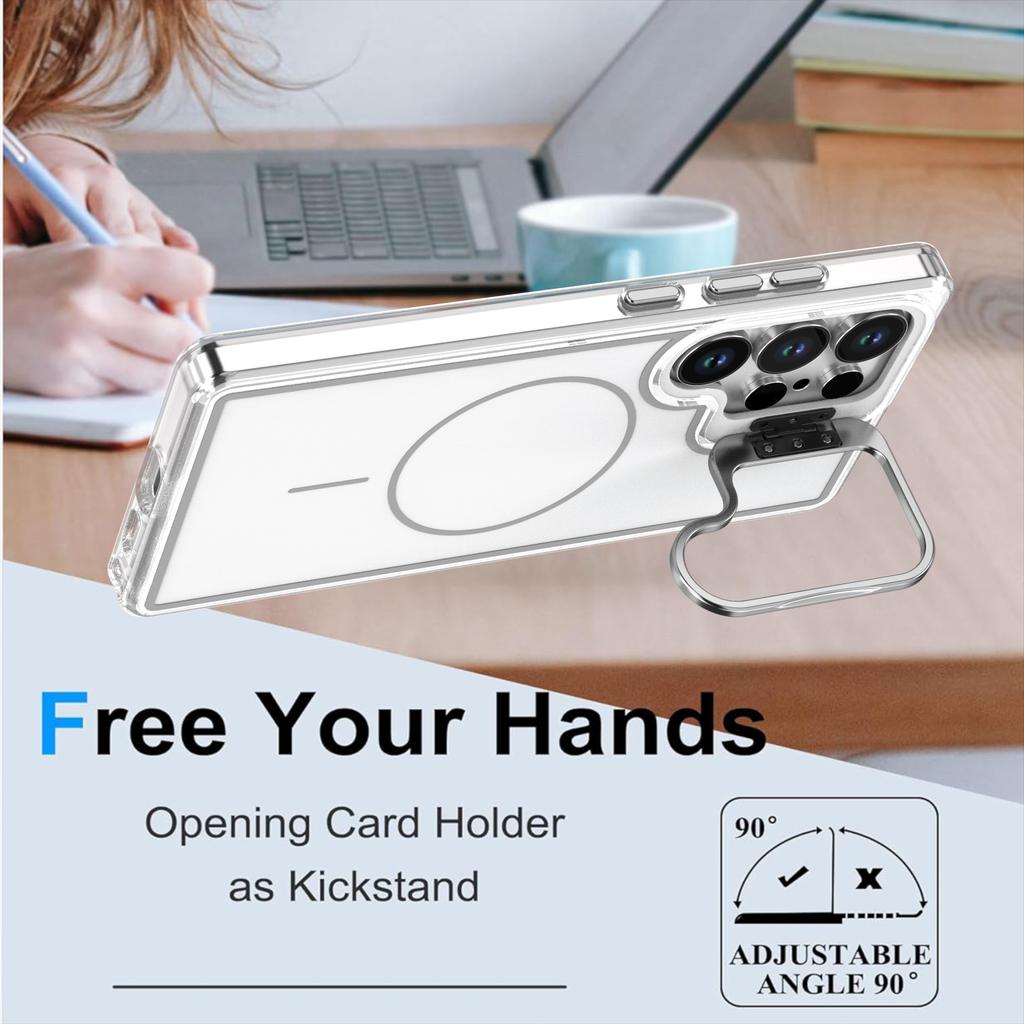 For Samsung Galaxy S26 Ultra Magnetic Case Matching Color Lens Kickstand TPU PC Phone Cover