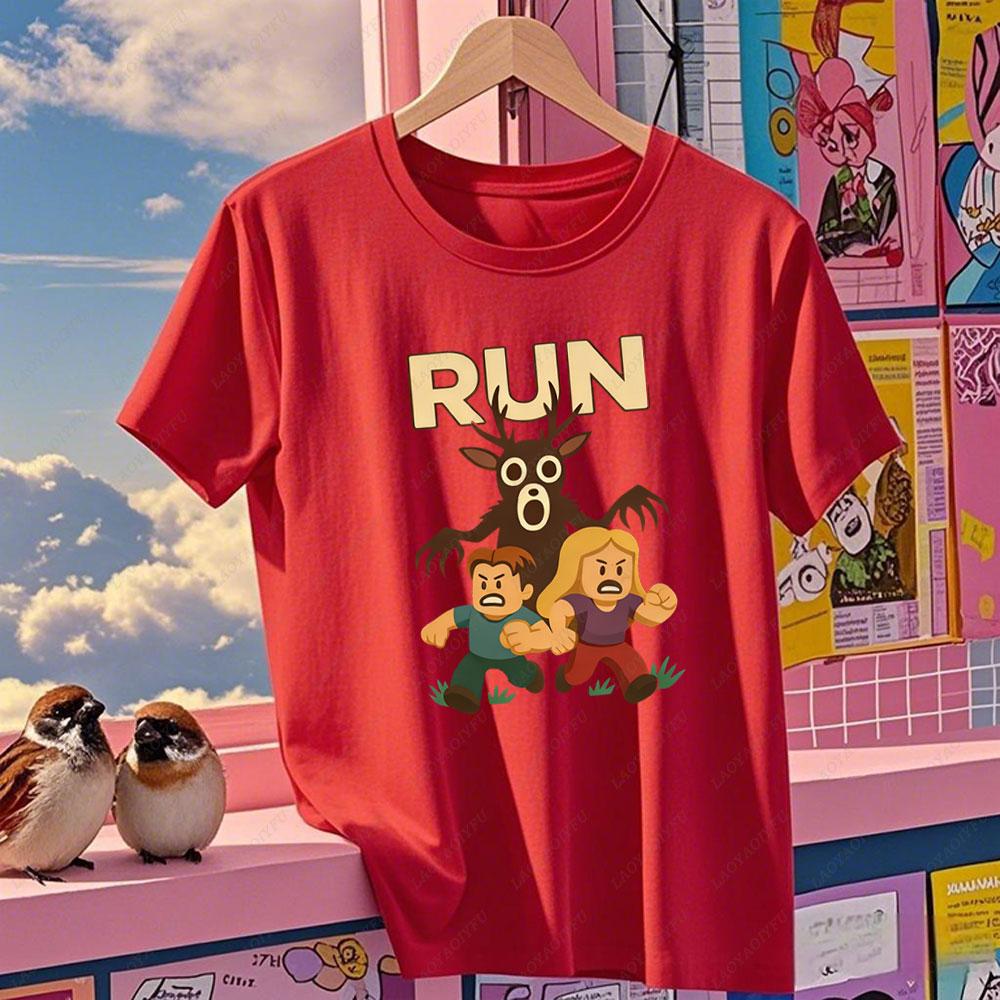 Christmas Run 99 Nights Graphic T-Shirt Cotton Spooky Gamer Deer in The Forest Gaming Meme Gifts for Men Women Clothing