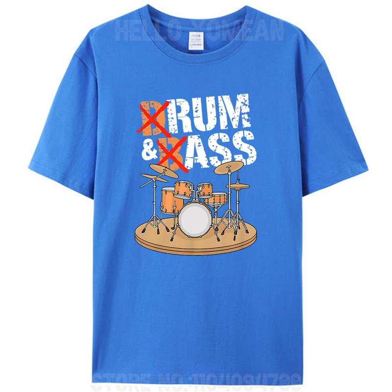 Drum And Bass Or Rum And Ass Music Instrument Drummer Men's Cotton T-Shirt Funny Unisex Graphic Oversized Tees Shirts Tops Gifts