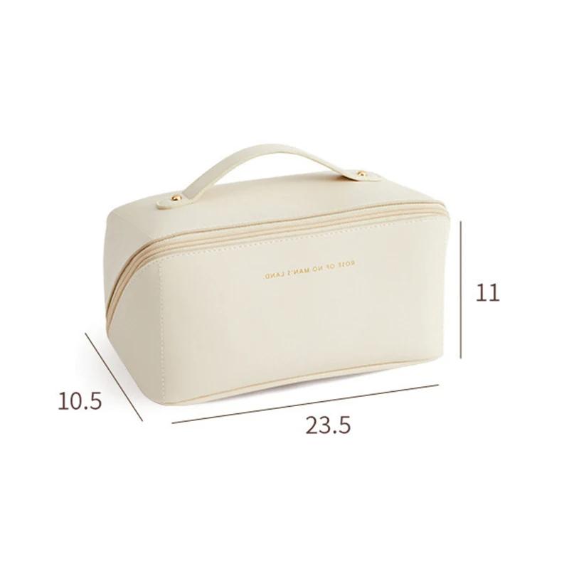 Kosmetiktasche mit großer Kapazität, Kosmetiktasche aus Leder für Damen, multifunktionale Toilettenartikel, tragbare wasserdichte Aufbewahrungsbox für Reisen.