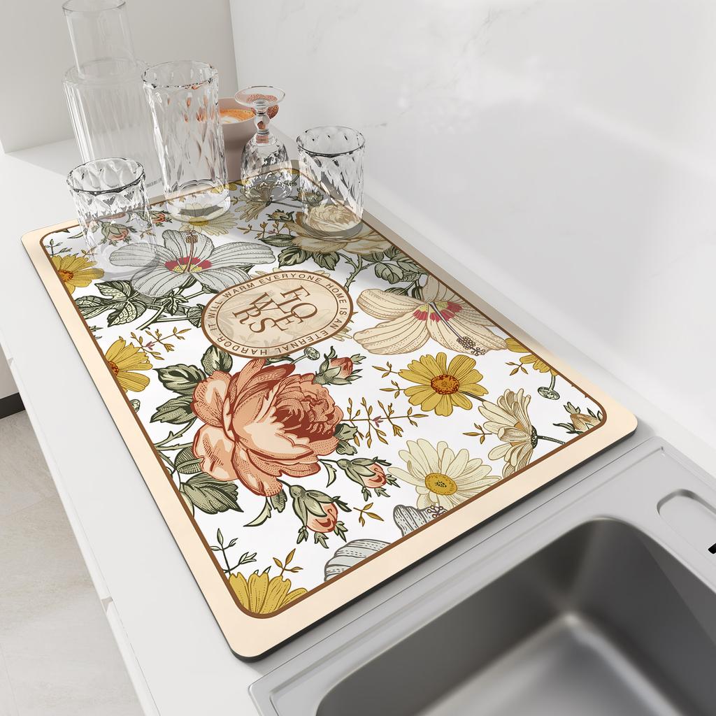 Kitchen Dish Drying Mat Super Absorbent Coffee Drain Pad Waterproof Tableware Quick Dry Counter Top Rug Draining Placemat
