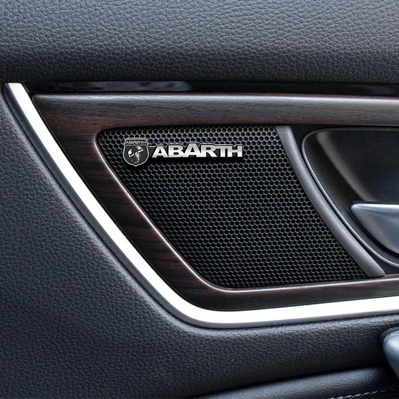 2/4Pcs 3D Aluminum Car Audio Stereo Speaker Badge Emblem Sticker For Abarth Punto 124 125 500 Fiat Viaggio Car Accessory