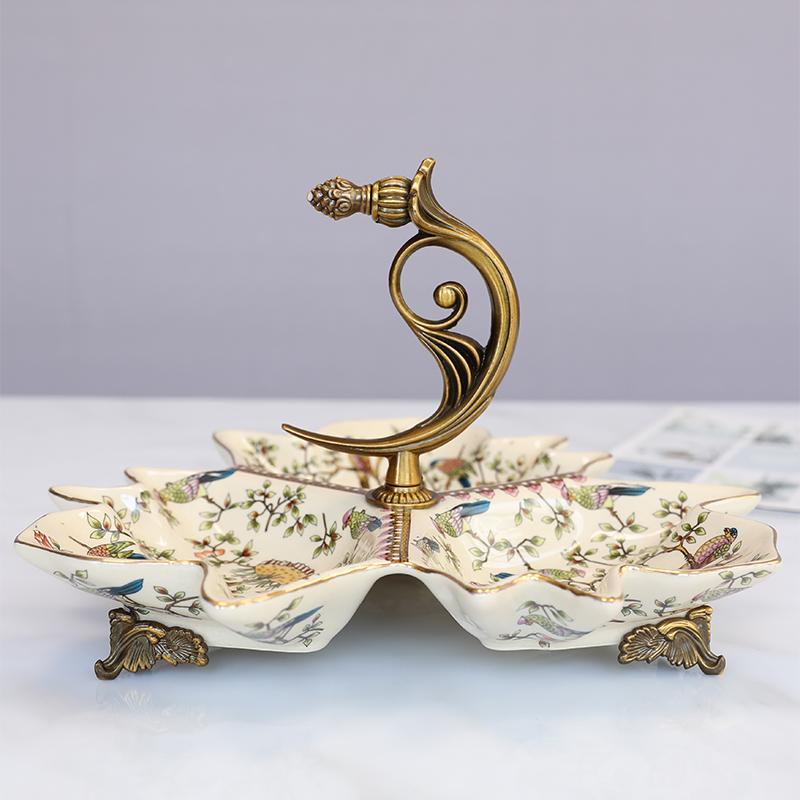 Ceramiczna stopowa kratka Talerz na słodycze Hotelowy Klub Wystrój Miękki Talerz na suszone jedzenie i przekąski z uchwytem