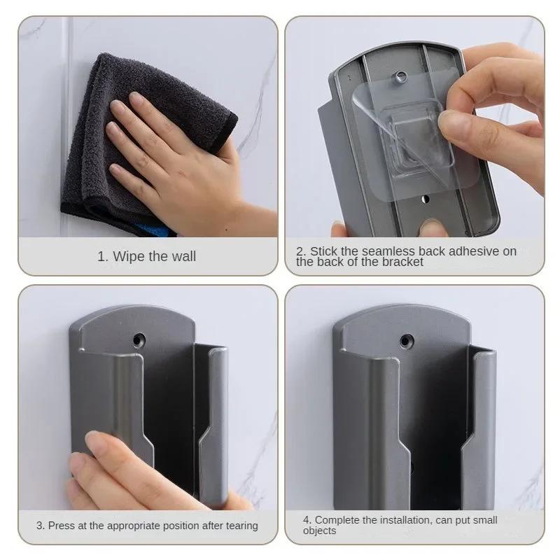 Portable TV Phone Remote Control Storage Box No Punching Wall Type Air Conditioning Remote Control Phone Charger Storage Rack