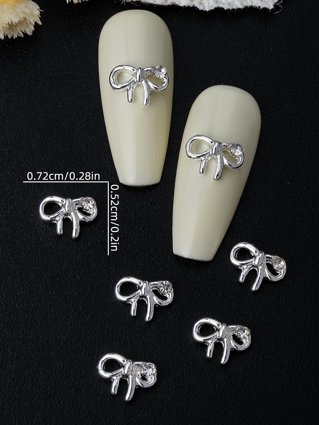 

Золотые серебряные подвески-бантики для ногтей 10 шт. 3D-украшения для дизайна ногтей из сплава своими руками 2025 подарок для девочек