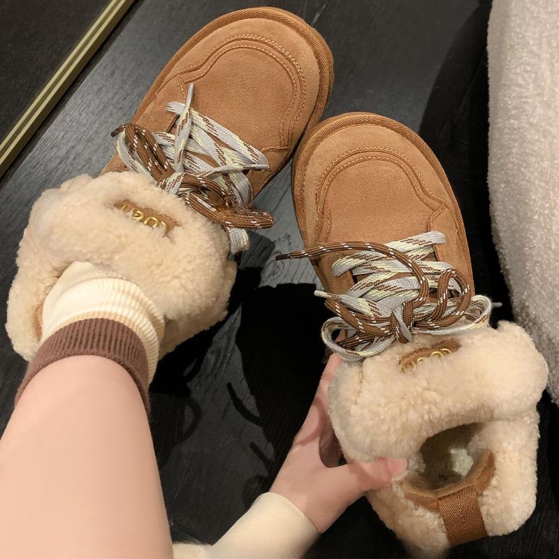 Fur Flats Ankle Suede Platform Snow Women Boots Brand Plush Cotton Shoes Casual Sneakers Winter 2025 Trend Warm Cozy Botas Mujer