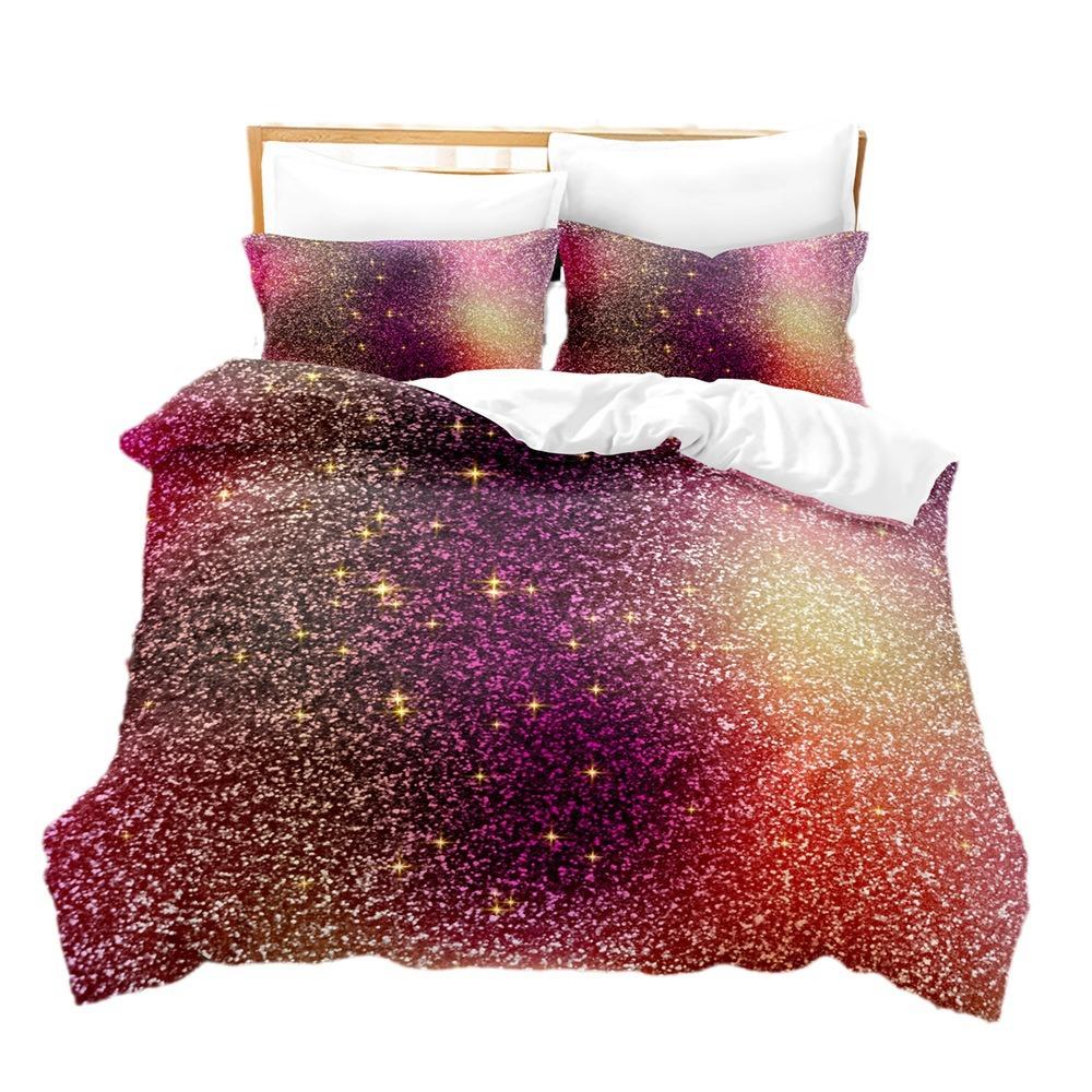 Three-Piece Set Of Colorful Fluorescent Quilt Cover Sheets 3D Digital Bedding