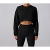 European and American Style Short Gray Fitness Long-Sleeve Cover-Up Shawl Sports Sweatshirt Vest Dance Loose Yoga Top Jacket