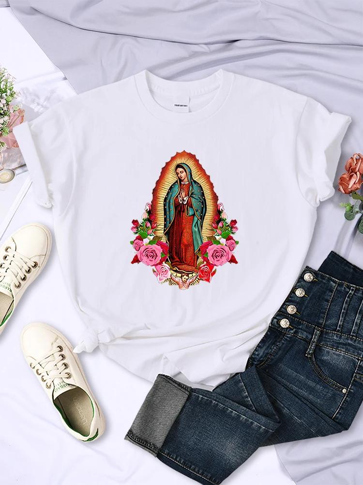 Our Lady of Guadalupe Womens Tee Clothing Street Creativity Tops Hip Hop Fashion Short Sleeve Breathable Casual WoUnisex T-Shirts