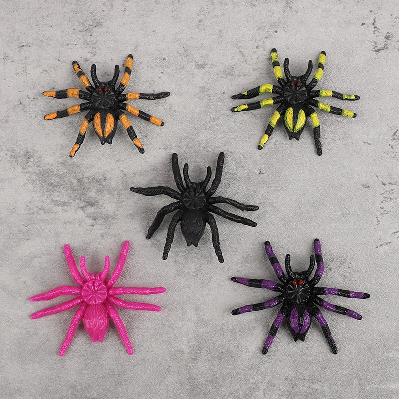 5Pcs Realistic Plastic Spiders Happy Halloween Party Spider Web Home Decoration Kids Trick Toys Haunted House Horror Props