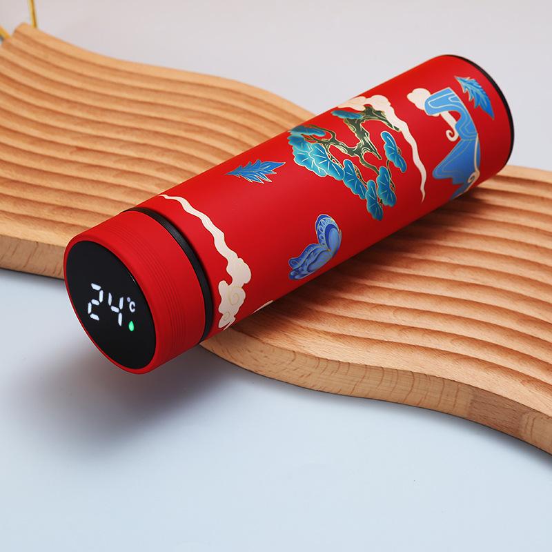 Creative National Water Bottle 304 Stainless Steel Intelligent Insulation Touch Display Vacuum Mup Beautiful Chinese Style Cup