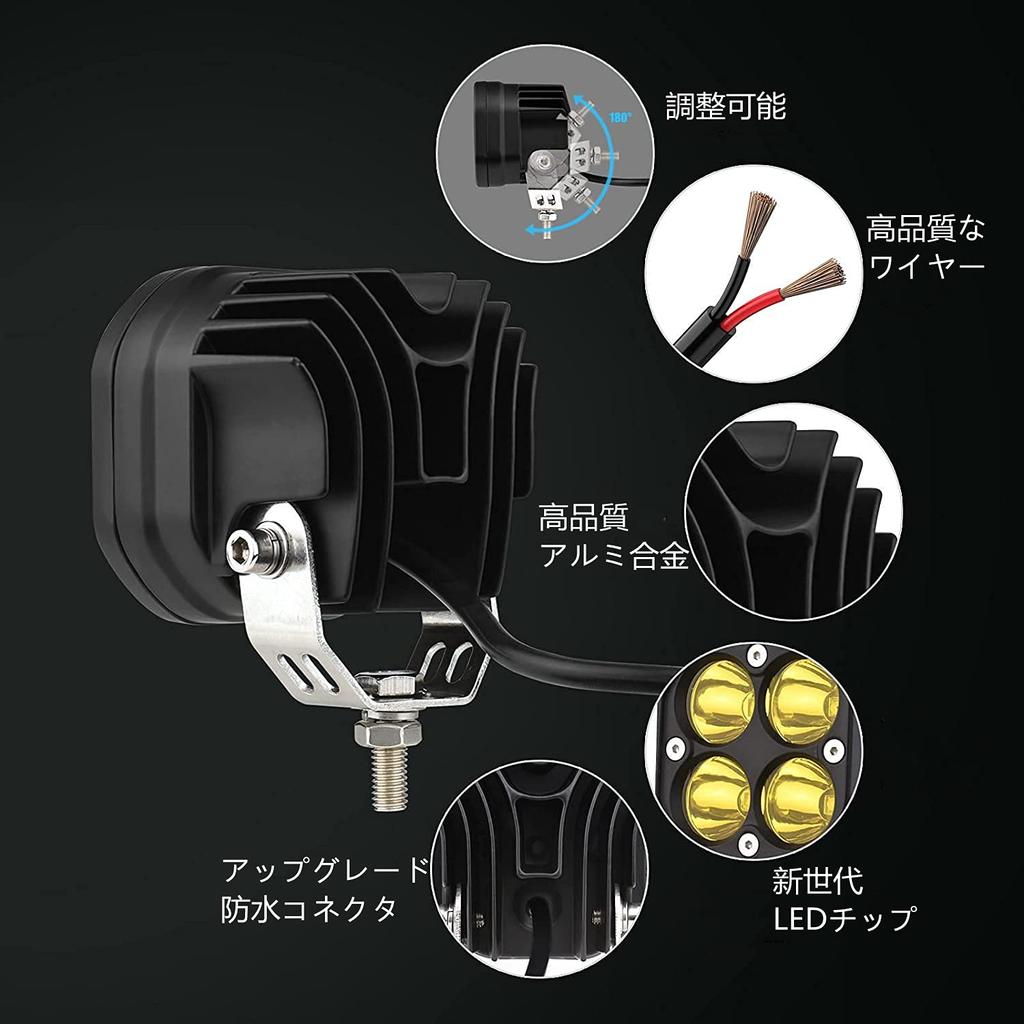 KAWELL 40W LED Work Light / Fog Light 2-Pack (Amber, IP67, Universal)