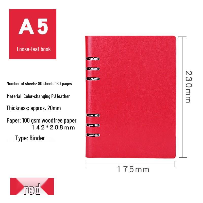 Custom A5 PU Leather Loose-Leaf Notebook for Office Meetings