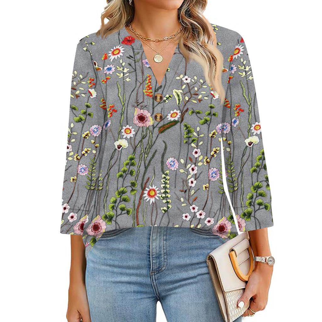 Camisas de Manga 3/4 Heley para Mujer Moda Verano Blusas Ropa para Vacaciones en la Playa