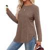 Women's Autumn New Loose Round Neck High and Low Curved Hem Top