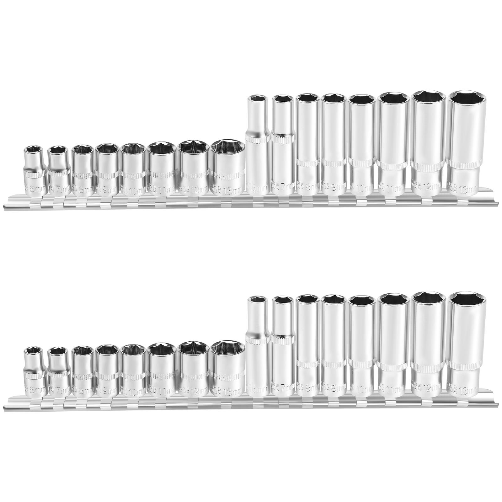 

32Pcs 1/4 Drive Socket Set 6-13mm 6 Point Design Deep and Shallow Socket Set Rustproof Drive Metric Socket with Storage Holders