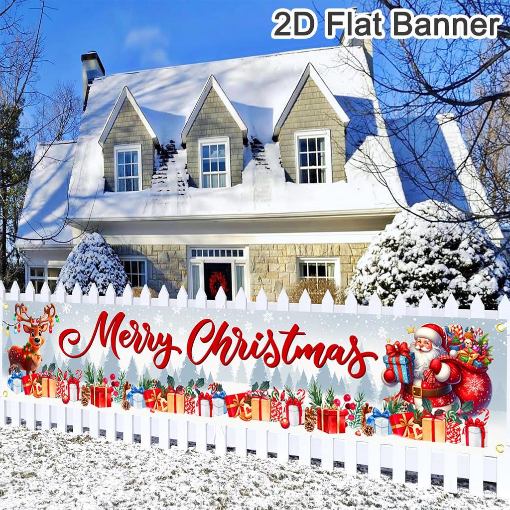 Christmas Outdoor Banner Flag Merry Christmas Decoration for Home 2026 Xmas Ornament Navidad Natal Noel Gift Happy New Year 2026