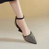 Hollow Rhinestone Baotou One Strap High Heels Summer Pointed Toe Shallow Mouth Special Heel Sandals