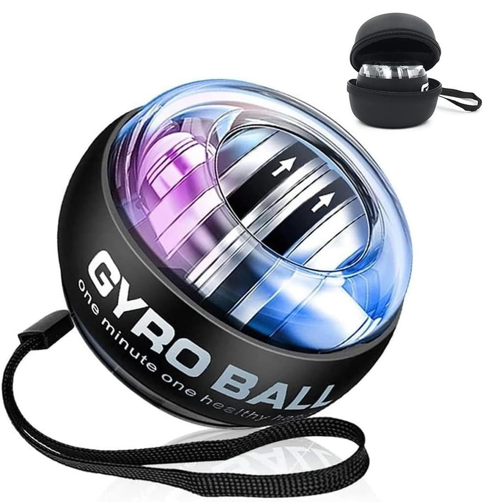 Grip Strength Ball Power Gyro Ball with LED Grip Muscle Arm Muscle Stress Strap for Men and Women Auto-Start Function, Light, Strengthening, Training,