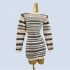 Spring & Fall New Arrival South French Holiday Sexy Striped Fashion Color Block Skinny Dress Female Casual Short Hip Skirt
