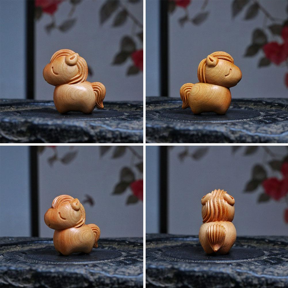 Handmade Wood Horse Statue New Year's Decor Traditional Craftsmanship Fortune Lucky Home Office Decoration