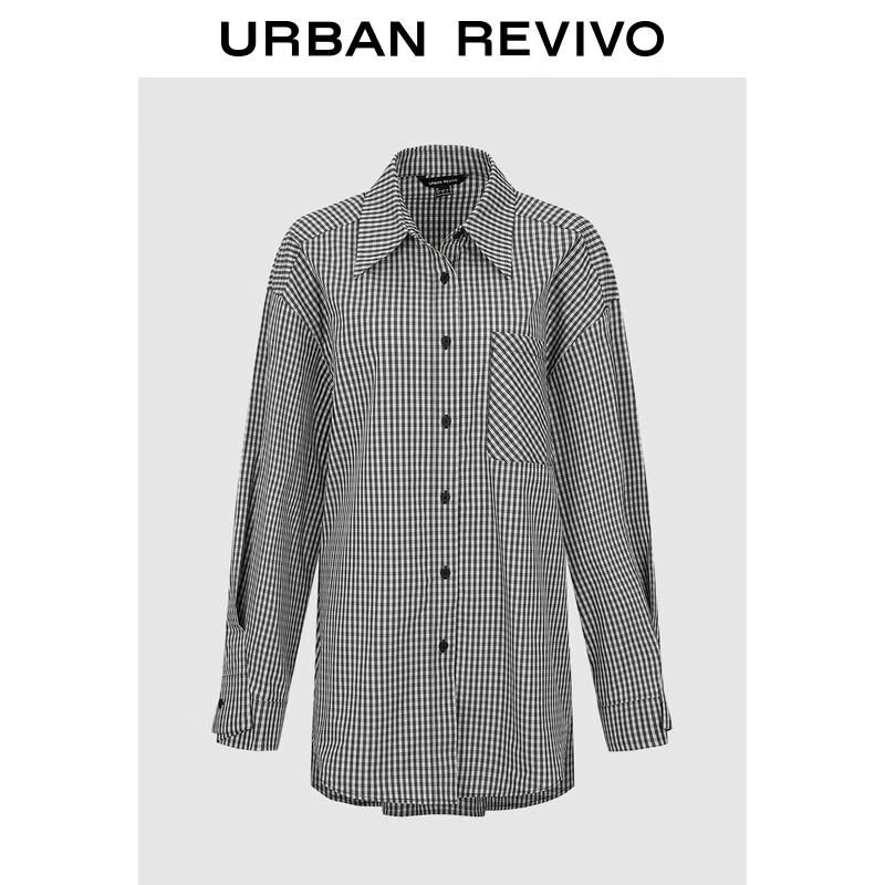 UR 2026 Women s Contrast Plaid Lapel Shirt S