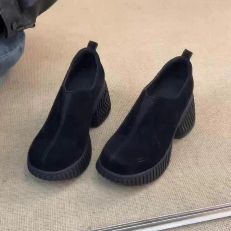 Retro Round-toe Platform Wedge Heel Women's Shoes, Heightening Shoes