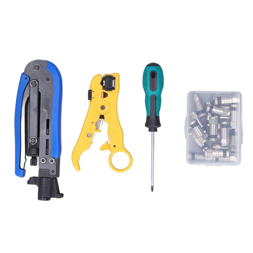 Coax Cable Crimper Kit Multifunctional Coaxial Compression Tool Network Toolkit for Stripping