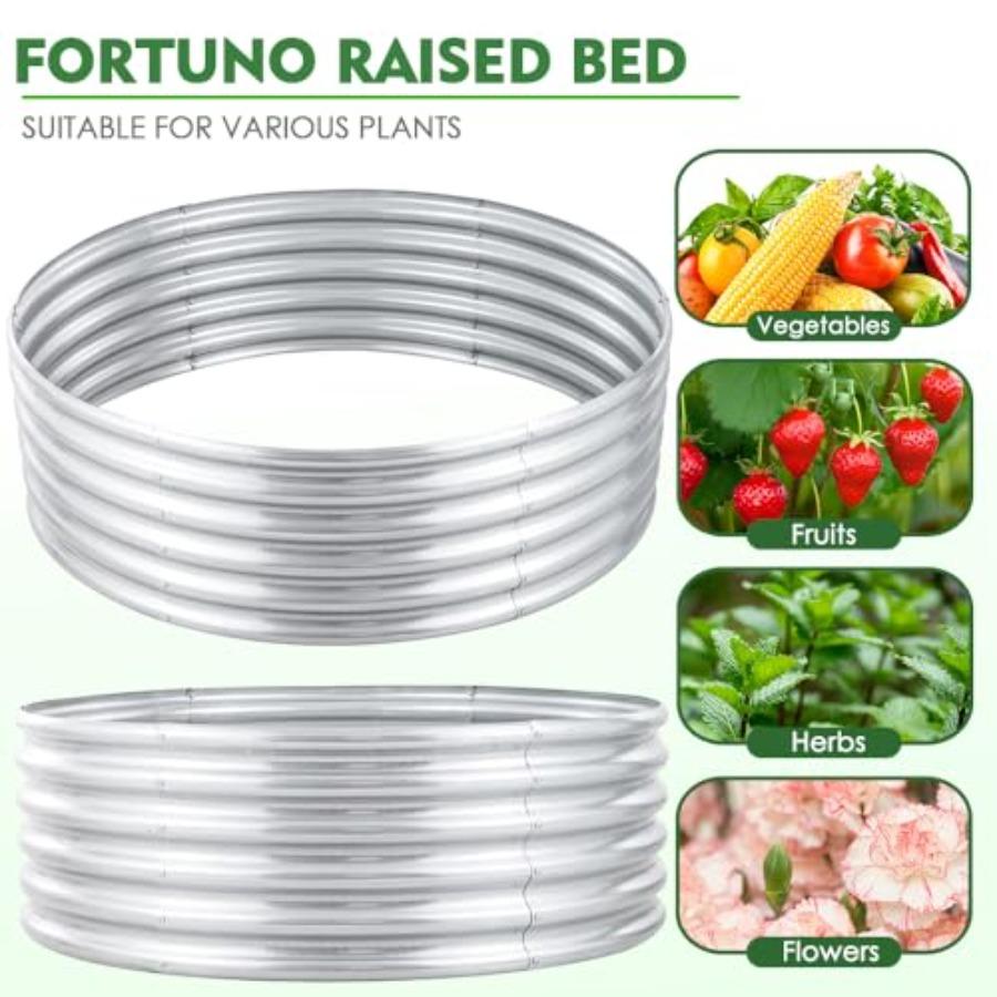 2Pcs 3X3X1.5 Ft Round Galvanized Raised Garden Bed Kit Silver Outdoor Planter Garden Bed Metal Raised Box for Fruits Vegetables