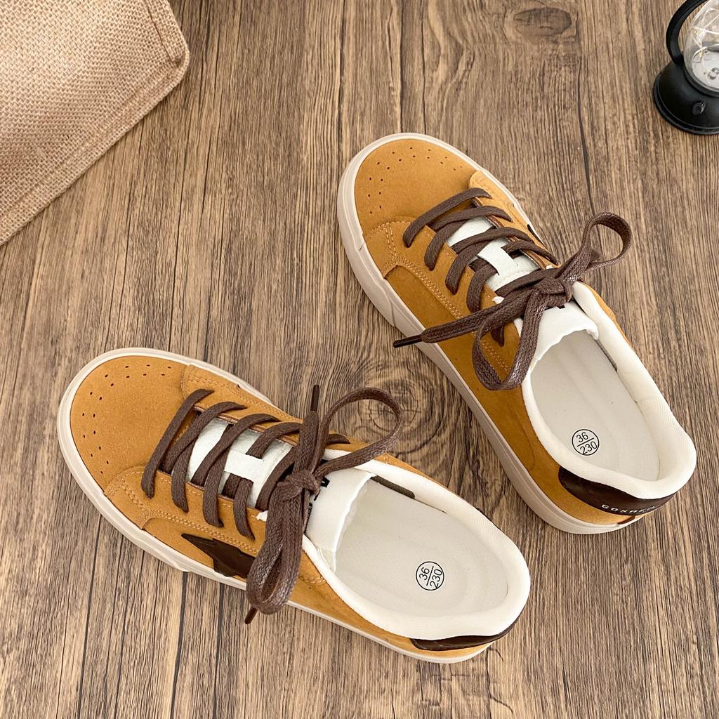 6602 Latex-Einlegesohlen/Sterne Dicke Grundplatte Schuhe Damen Frühjahr 2025 Neu Retro Hongkong-Stil Nische Deutsche Trainingsschuhe