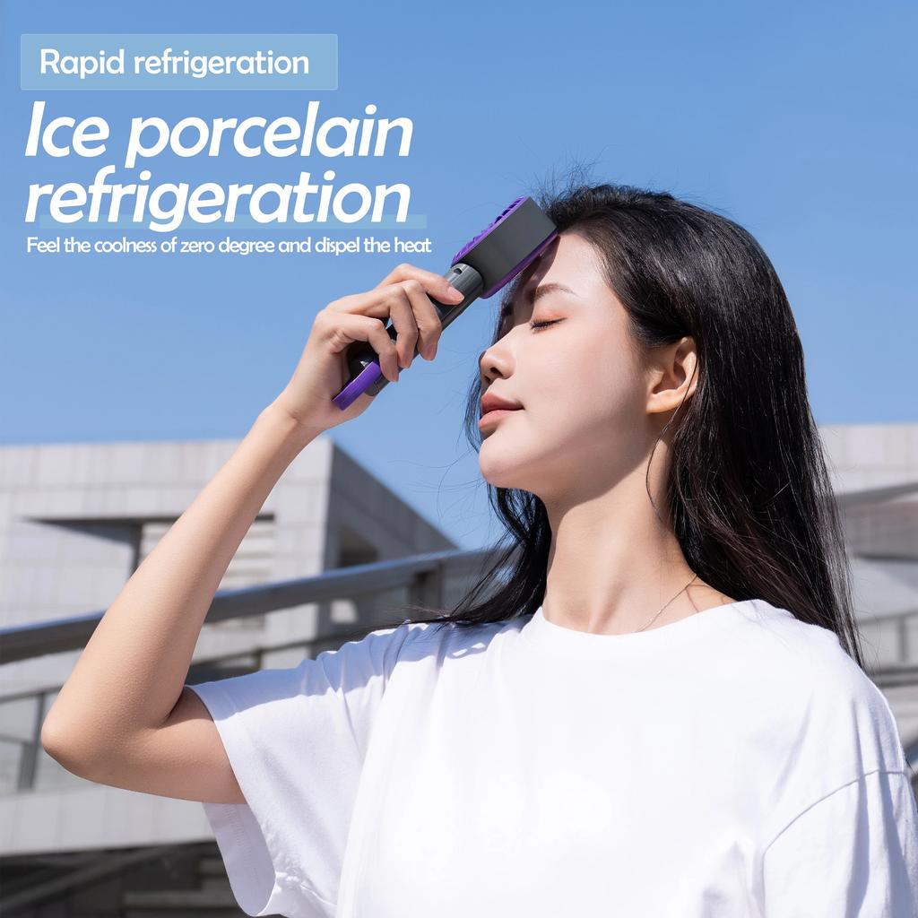 Portable Handheld Mini Turbo Cooling Fan with Hook USB Rechargeable High-speed Ice Compress Fan Foldable Air Cooling Turbo Fan