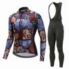 Mens Long Sleeve Cycling Jersey Set Breathable Quick Dry Bike Riding Sportswear