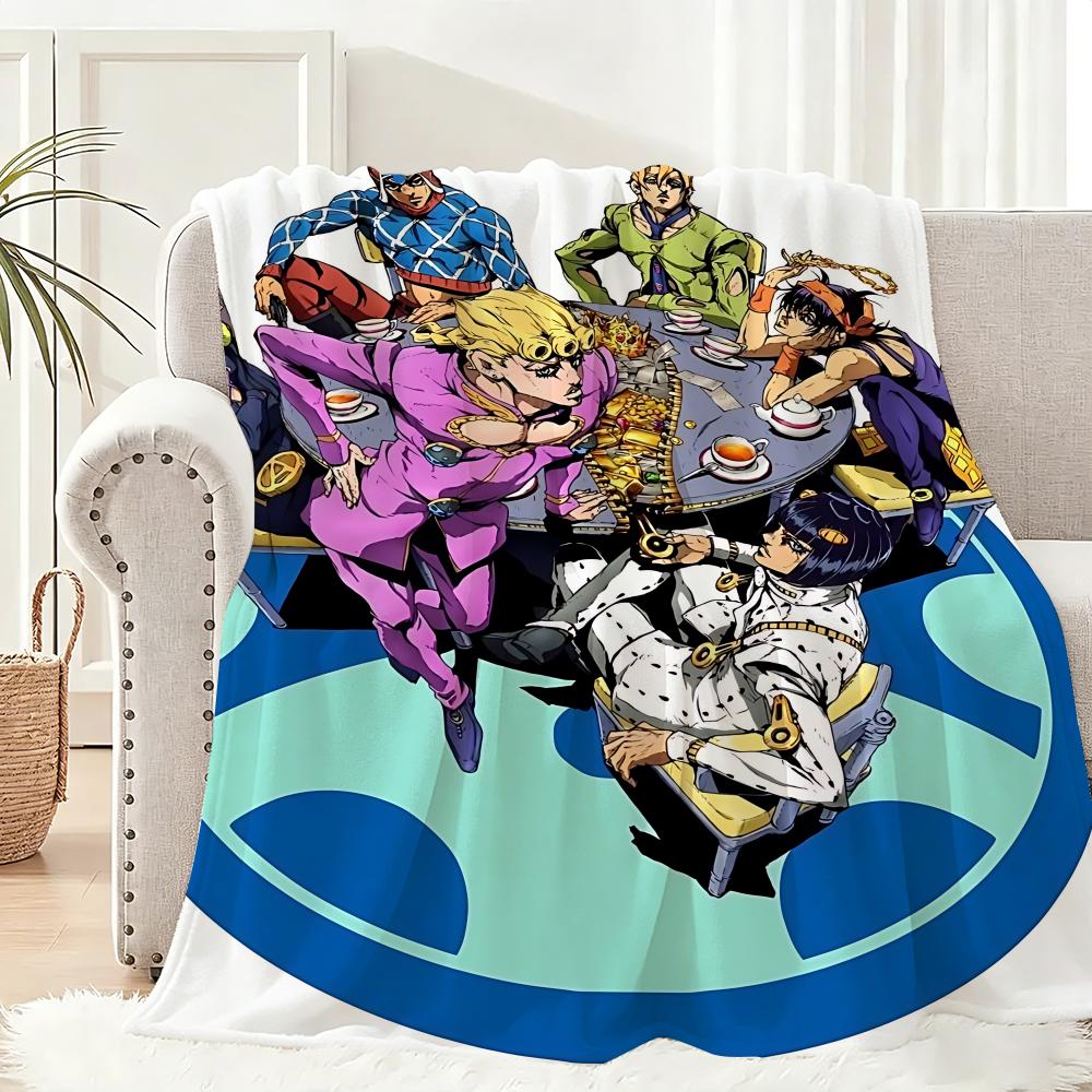 J-JoJo B-Bizarre Adventure Throw Lightweight 240g Flannel Blanket Soft Skin-friendly for Summer Cooling