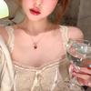 Exquisite Double-sided Oil-drop Heart Necklace for Women, Light Luxury, High-end, Collar Chain, Small Exclusive Neck Accessory, Sweater Chain