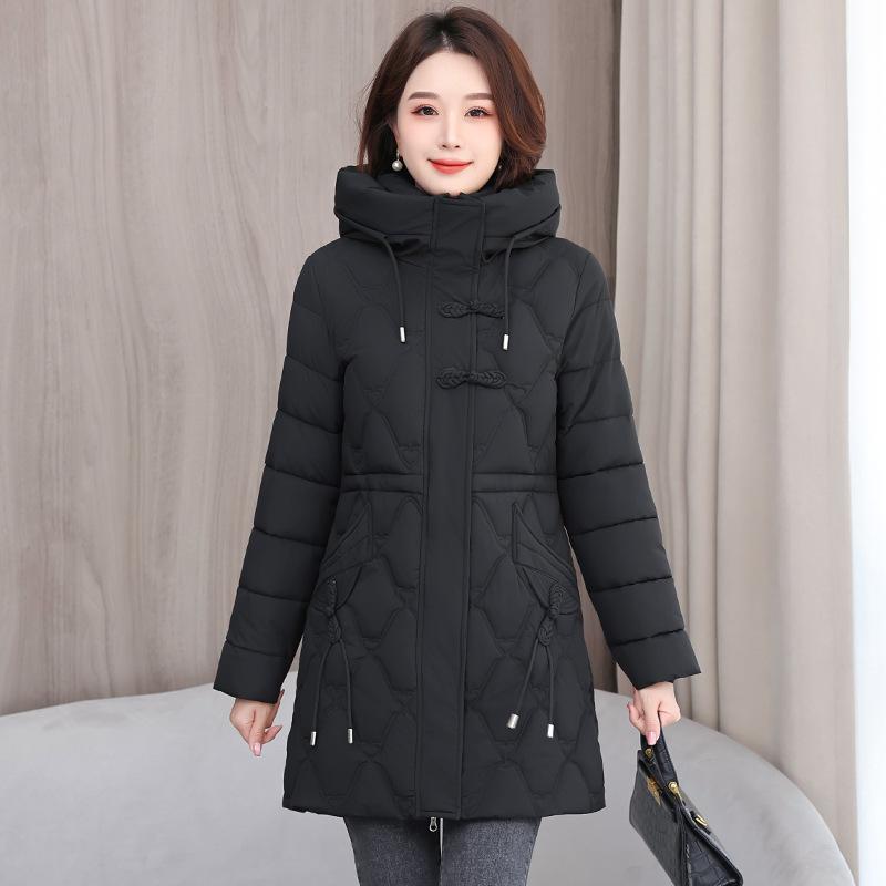 2025 cotton clothes for women winter medium and long new loose cotton-padded jacket thick cotton-padded coat