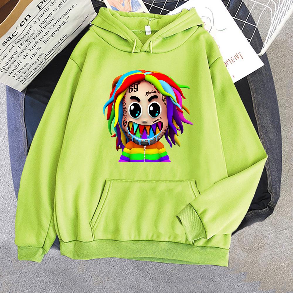 6ix9ine Tekashi69 Новые кавайные японские повседневные толстовки в стиле Харадзюку для женщин и мужчин в корейском стиле пуловеры женские толстовки одежда XS 1990₽