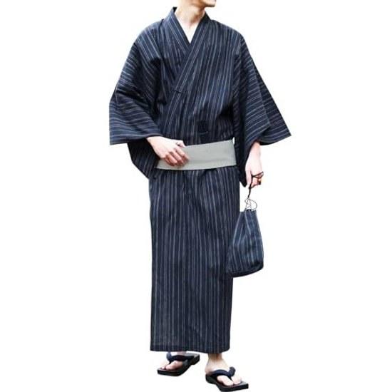 Rochelle Jiggys Shop Mens Yukata 6-Piece Set (Yukata Obi Geta Shingen-bukuro Sensu Koshi-obi) One-touch Easy Dressing Summer Clothes Festival Cool